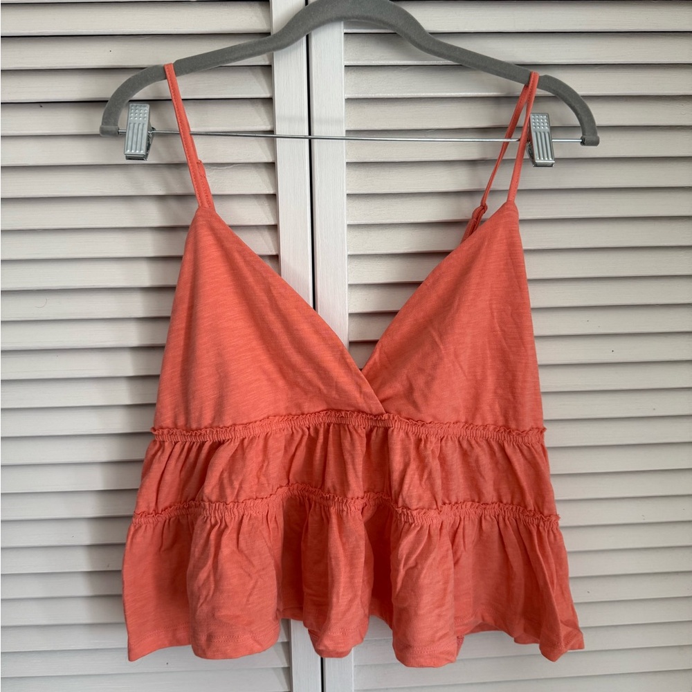 Coral Ruffle Crop Tanktop